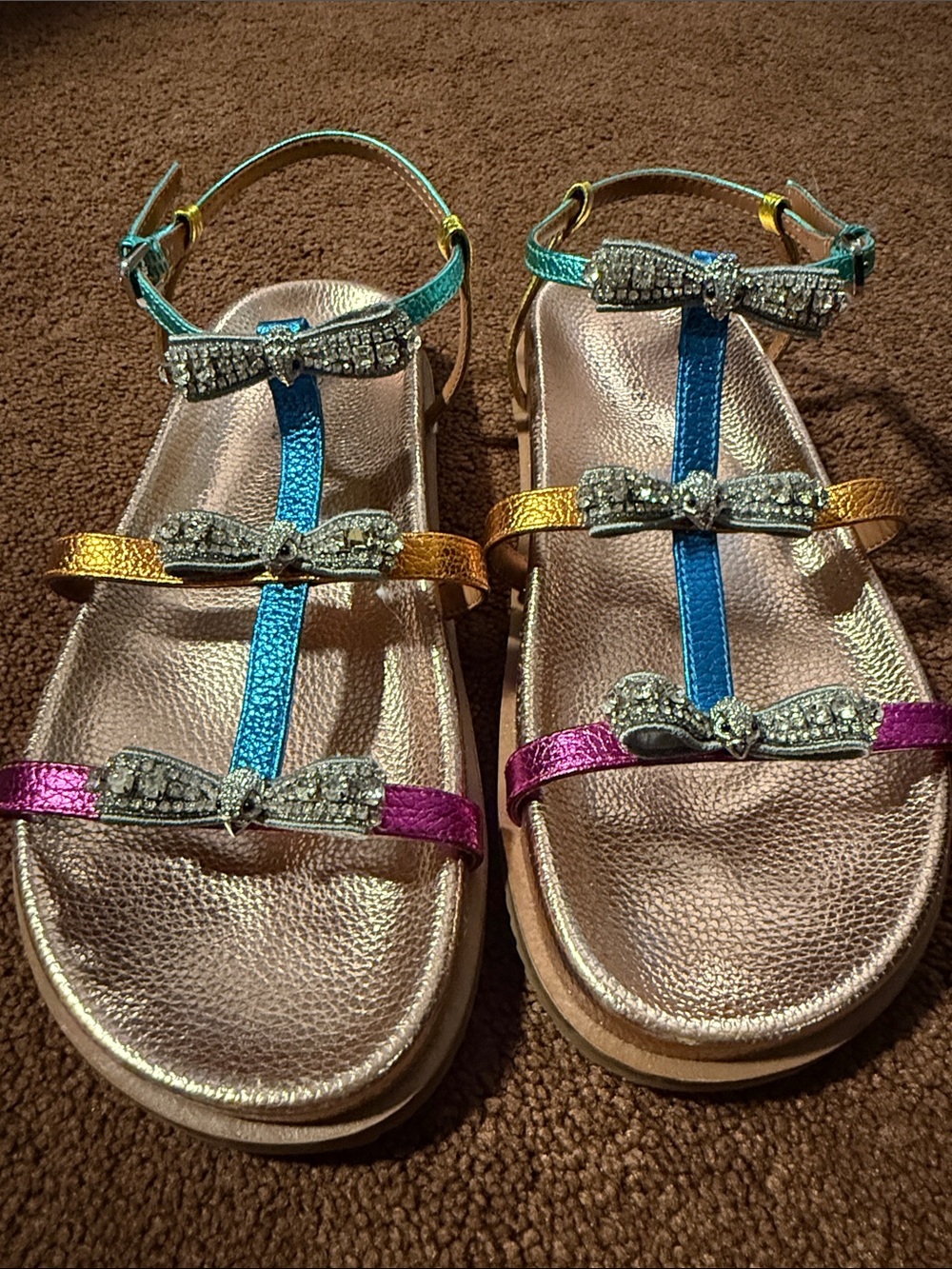 Kurt Geiger  Metallic Multi-Color Bow Strap Sandals